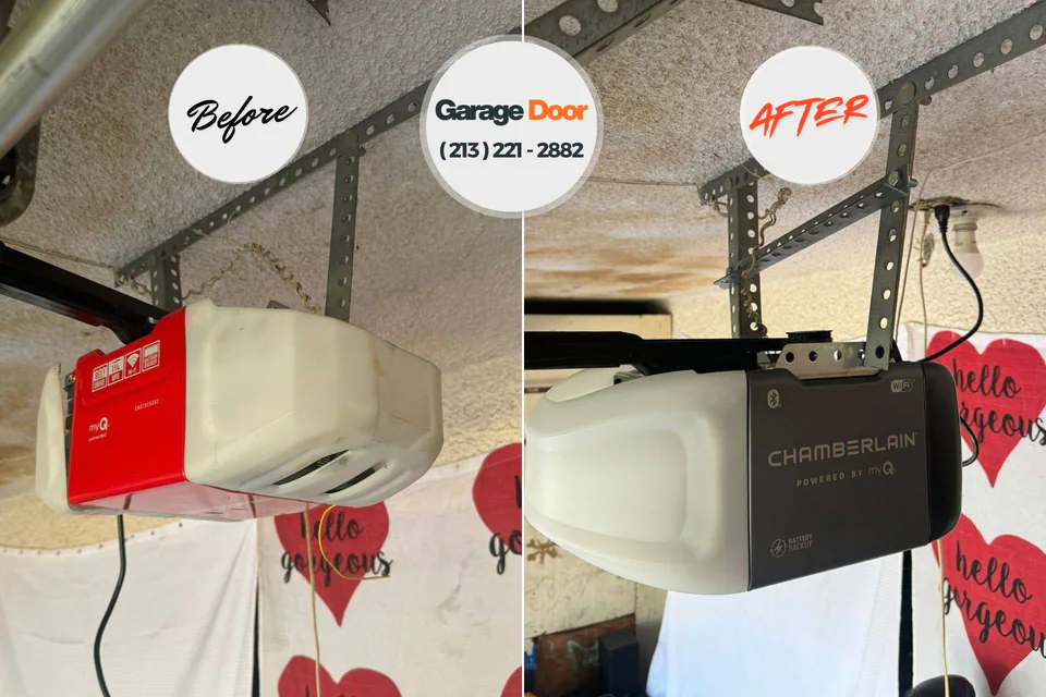 Before and after: garage door repair Hays County